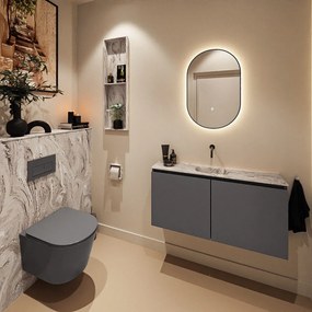 Mondiaz Ture DLux toiletmeubel 100cm dark grey met wastafel glace midden zonder kraangat