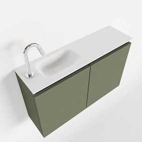 Mondiaz Ture 80cm toiletmeubel army met wastafel talc links 1 kraangat