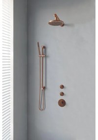 Brauer Copper Edition Regendoucheset inbouw - hoofddouche 20cm - 3 gladde knoppen - rechte wandarm - glijstang - handdouche staaf 1 stand - PVD - geborsteld koper 5-GK-032
