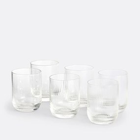 Set van 6 waterglazen in geribbeld glas, Stria