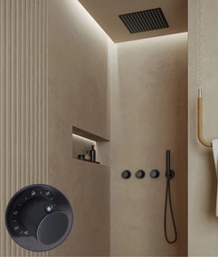 Saniclear Plus Stripes inbouw regendouche met inbouw douchekop 30x30cm en staafhanddouche zwart mat