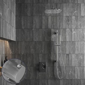 Saniclear Talpa Curved inbouw regendouche met 30cm hoofddouche, muurarm en glijstang chroom