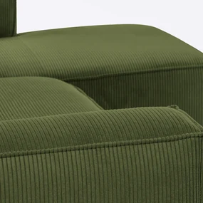 Kave Home Blok Moderne Hoekbank 300 Cm Ribstof Groen Chaise Longue Rechts