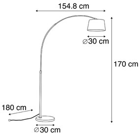 Smart booglamp staal kap grijs incl. WiFi A60 - Arc Basic Modern E27 rond Binnenverlichting Lamp