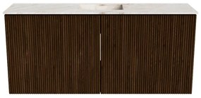 Mondiaz Joya DLux 90cm toiletmeubel walnut met wastafel faye midden zonder kraangat frappe