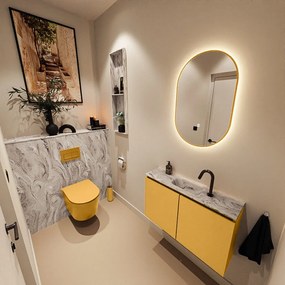 Mondiaz Ture DLux toiletmeubel 80cm ocher met wastafel glace midden met kraangat