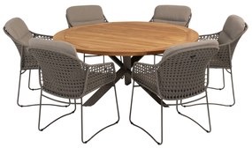 Prado Moretti dining tuinset 7 delig 160 cm rond teak terre 4 Seasons Outdoor