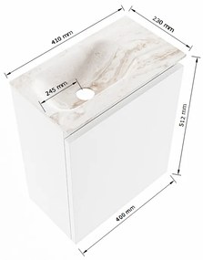 Mondiaz Ture DLux toiletmeubel 40cm talc met wastafel opalo links zonder kraangat