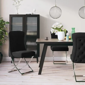 vidaXL Eetkamerstoelen 4 st 53x52x98 cm fluweel roestvrij staal zwart