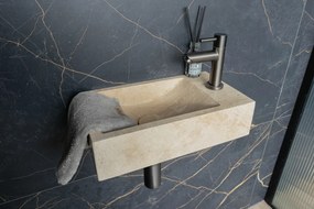 Saniclear White Travertin fonteinset met rechte kraan in gunmetal