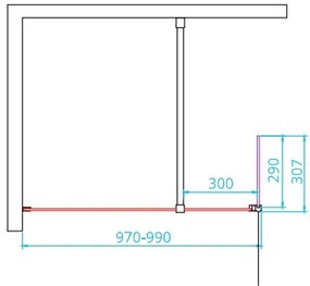 van Rijn ST01 inloopdouche 100x200cm met 30cm draaibare zijwand chroom