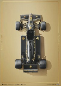 Kunstdruk Lotus 97T - Ayrton Senna - Stunning Black - Estoril - 1985 - Gold