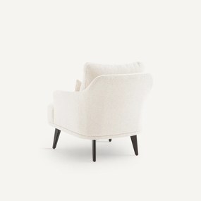 Fauteuil in getint notenhout en getextureerde stof, Classico