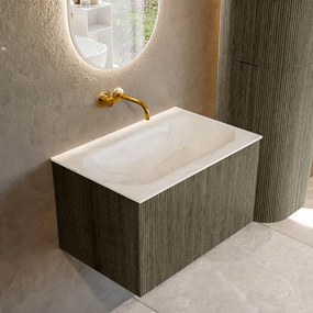 Mondiaz Kurve-dlux 70cm badmeubel shadow met 1 lade en wastafel big small midden zonder kraangat ostra