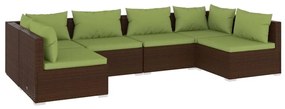 vidaXL 6-delige Loungeset met kussens poly rattan bruin