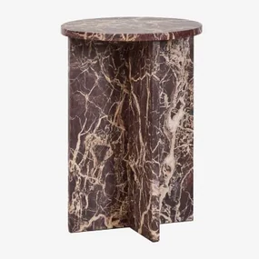 Ronde Bijzettafel Ø35 Cm In Mencia Marmer Rood Marmer - Sklum