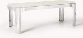 Eettafel Georgia met glazen tafelblad, in verschillende formaten