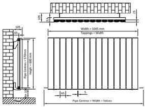 Eastbrook Sandhurst radiator 105x60cm aluminium 1126W wit mat