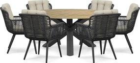 Tuinset Ronde Tuintafel 6 personen 160 cm Rope Grijs  Coco Custa/Rockville