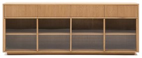 Kave Home Helvine Dressoir Eiken Met Glazen Schuifdeuren - 200x40x80cm.