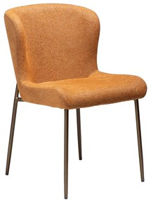 Dan-Form Glam Luxe Eetkamerstoel Boucle Pumpkin Spice Oranje En Antique Brass