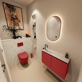 MONDIAZ TURE-DLUX 80cm toiletmeubel Fire. EDEN wastafel Ostra positie links. Met 1 kraangat. TUREDX80FIRL1OST