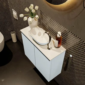Mondiaz Fowy toiletmeubel 60cm clay met lichtgrijze waskom midden en kraangat