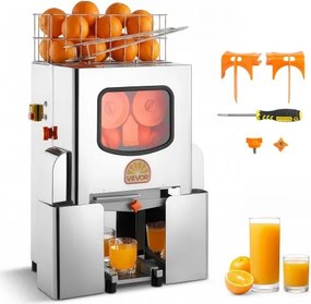 VEVOR Commerciële Sinaasappelpers, Elektrische Citruspers, 120W Roestvrij Staal, Persmachine voor maximaal 20 sinaasappels per minuut, Persmachine voor Citroenen, Citrusvruchten en Granaatappels met 2 Schilopvangbakken
