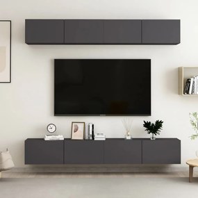 vidaXL Tv-meubelen 4 st 100x30x30 cm spaanplaat grijs