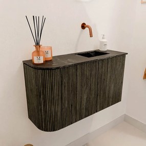 Mondiaz Joya DLux 70cm toiletmeubel ronding links shadow met wastafel faye rechts zonder kraangat lava