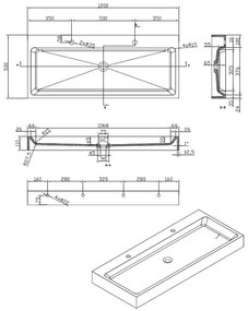 Best Design Nero Opera solid surface wastafel 120x42x10cm