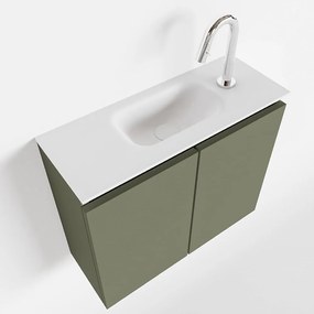 Mondiaz Ture 60cm toiletmeubel army met wastafel talc midden 1 kraangat
