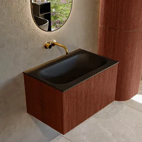 Mondiaz Kurve 70cm badmeubel ruby met 1 lade en wastafel big small midden zonder kraangat urban