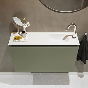 Mondiaz Ture 80cm toiletmeubel army met wastafel talc rechts 1 kraangat