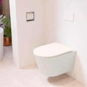 MONDIAZ LAVIE wandclosetpack - 36x53cm - diepspoel - rimless - Linen (offwhite) - softclose - quick-release - toiletzitting - Rosee (roze) LAVIEsetLinRos