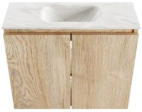 Mondiaz Ture DLux toiletmeubel 60cm washed oak met wastafel ostra midden zonder kraangat