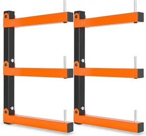 VEVOR 2x Cantileverrek met 3 lagen, opvouwbaar houten opbergrek, 50 kg per laag, metalen wandrek voor werkplaats, magazijn, garage en kelder, gemaakt van koolstofstaal, met opklapbare armen en vergrendelingsbouten.