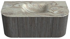 Mondiaz Kurve-dlux 100cm badmeubel ronding links/rechts shadow met 1 lade en 2 deuren en wastafel grunne midden zonder kraangat glace