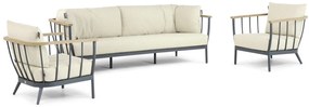 Stoel en Bank Loungeset 5 personen Aluminium/Teak Grijs  Apple Bee Condor