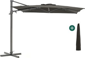 Parasol Shadowline Francisco | Inclusief hoes | Vierkant | 300x300cm | Met draaihendel | Zwart | Kees Smit Tuinmeubelen