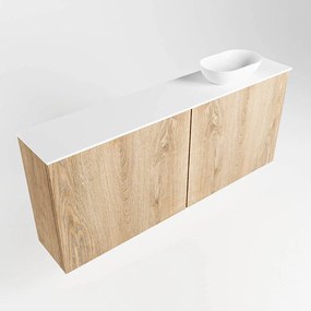 Mondiaz Fowy toiletmeubel 120cm washed oak met witte waskom rechts en kraangat