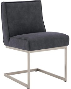 Goossens Excellent Eetkamerstoel Tom blauw micro leer leuning, urban industrieel