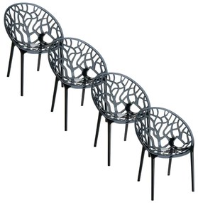 Garden Impressions Crystal tuinstoel zwart - 4 stuks