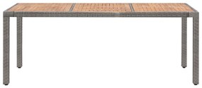 vidaXL Tuintafel 190x90x75 cm poly rattan en massief acaciahout grijs