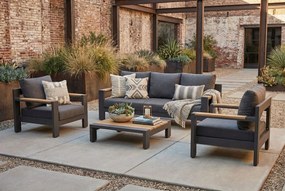 Stoel en Bank Loungeset 5 personen Aluminium/Aluminium/teak Grijs  Lifestyle Garden Furniture Milano