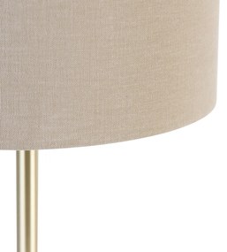 Klassieke tafellamp messing met kap lichtbruin 35 cm - Simplo Design E27 rond Binnenverlichting Lamp