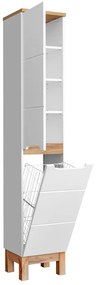 Comad Bali White 804 FSC hoge kast met wasmand 187x35cm eiken/wit