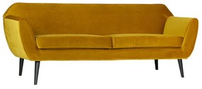 Woood Rocco Retro 3-zits Bank Velvet Okergeel