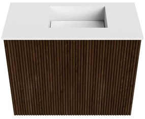 Mondiaz Joya 50cm toiletmeubel walnut met wastafel faye rechts zonder kraangat talc