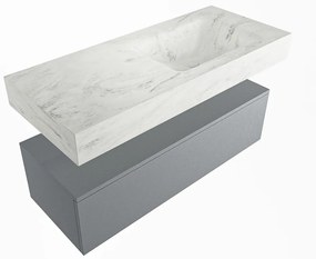 Mondiaz Alan DLux badmeubel 110cm plata 1 lade met wastafel opalo rechts zonder kraangat
